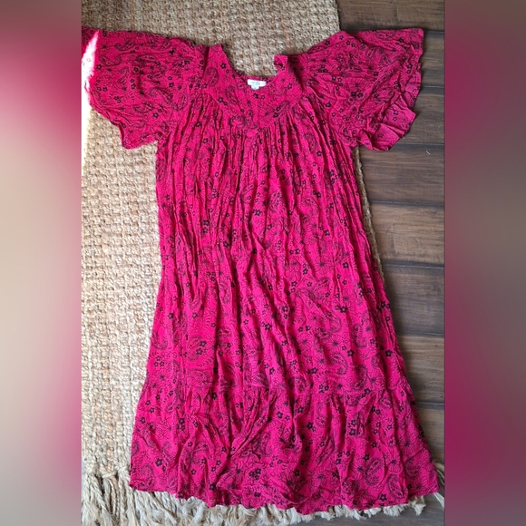 Dresses & Skirts - Go softly Patio Rayon Ruffle dresses woman Sz Mediun Beachy Boho Cruise Summer